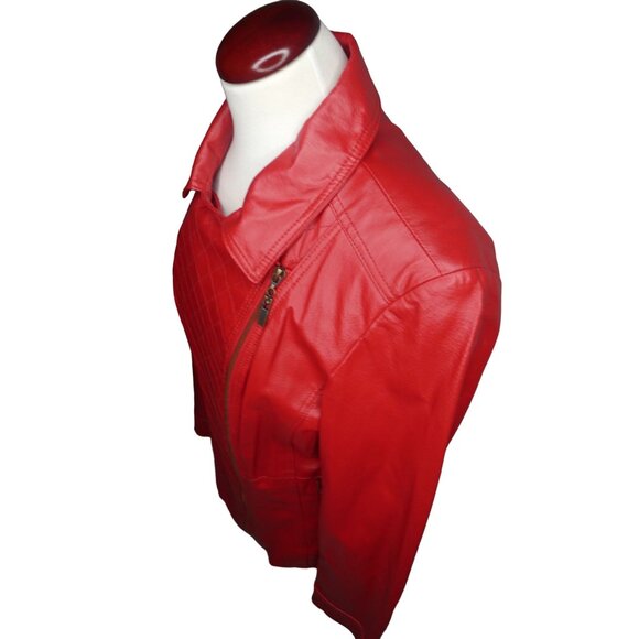 Hal Rubenstein Red Leather Fall Jacket Women's Large - Picture 5 of 9